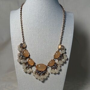 Elegant Gold and Peach Colored Statement Necklace